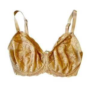 Bravissimo Floral Lace Bra 30GG Nude Unlined Underwire LN486LAT Supportive EUC